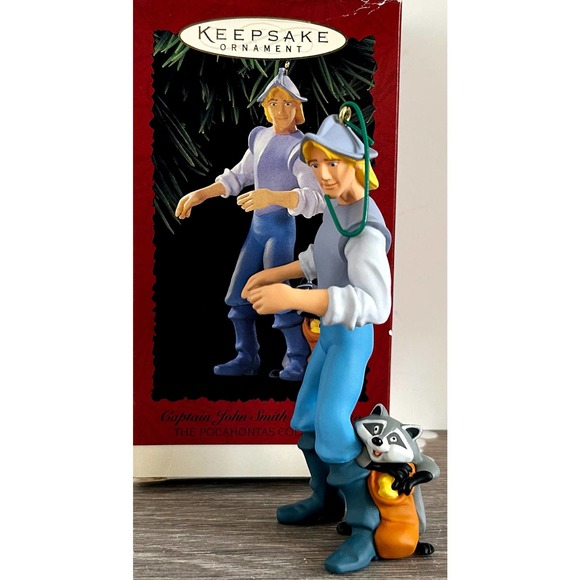 Hallmark Keepsake Ornament Pocahontas Collection CAPTAIN JOHN SMITH & MEEKO - Picture 1 of 3